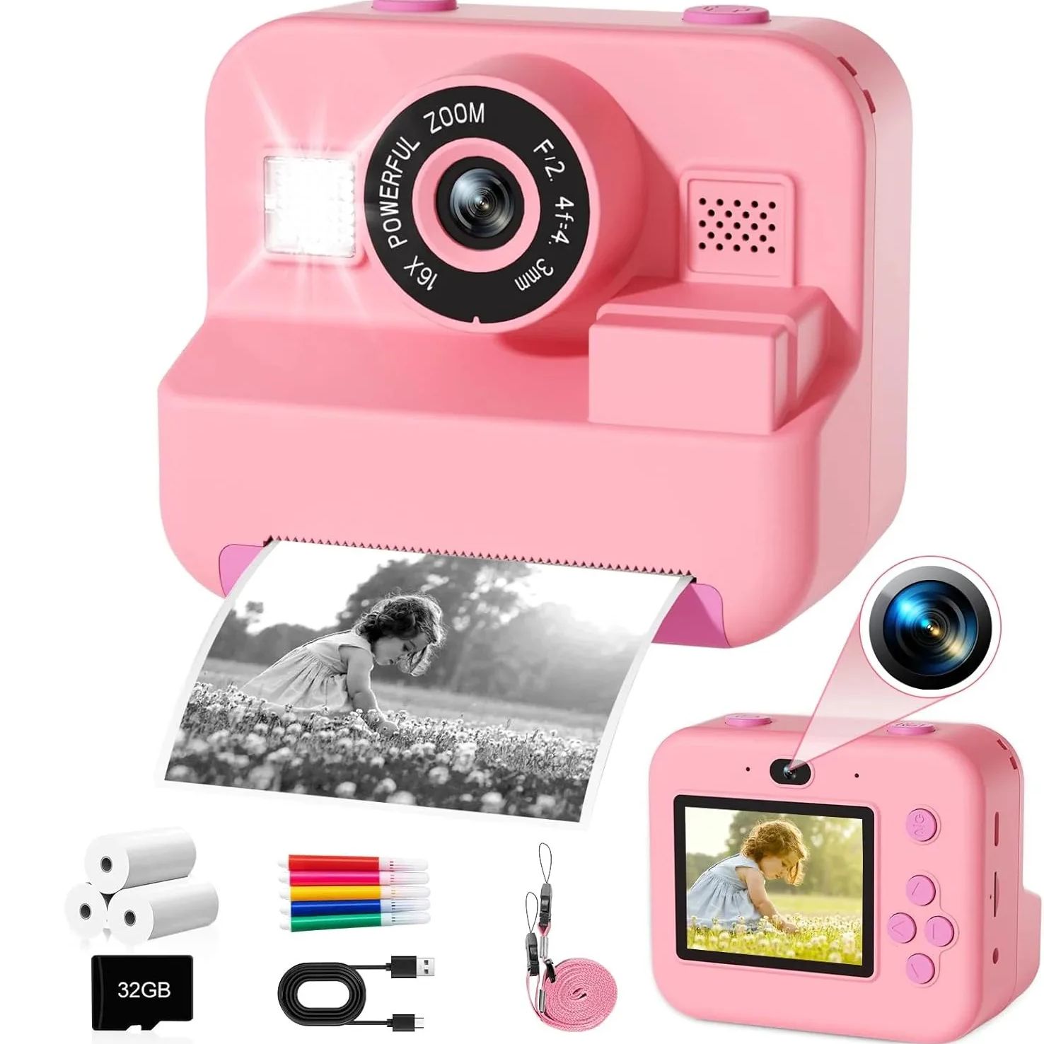 Kamera cetak instan anak-anak, - Kids Education Video ulasan dan harga