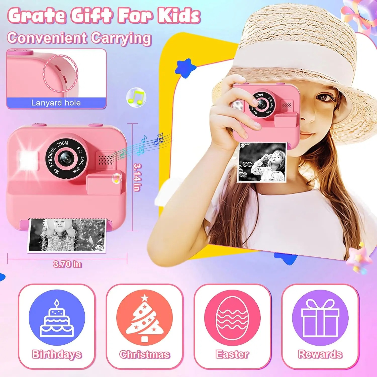 Kamera cetak instan anak-anak, - Kids Education Video ulasan dan harga